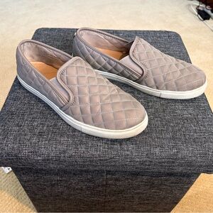 Taupe Quilted Fabric Slip On Sneakers Women’s 10